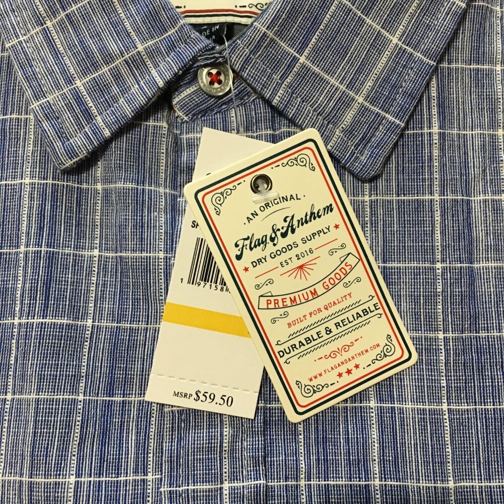 Flag & Anthem Men's Blue Plaid Button Up Long Sleeve Shirt-M,NWT - Picture 6 of 6